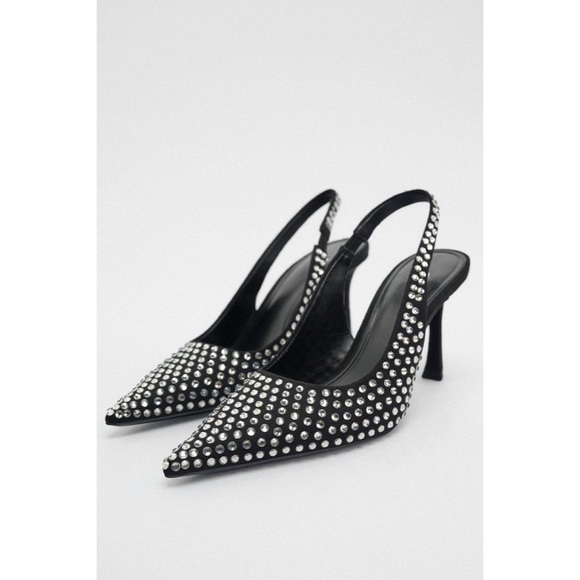 Zara Shoes - Zara High Heel Slingback Shoes with Rhinestones Size 8.5